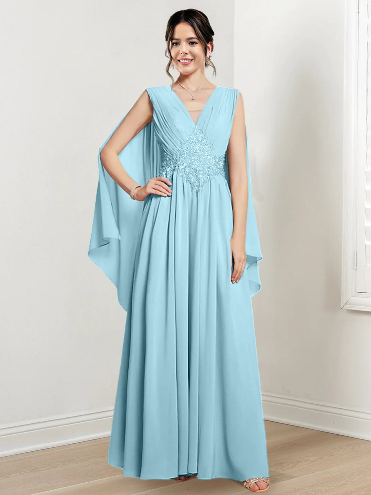 V Neck A Line Long Dress for the Mother of the Bride