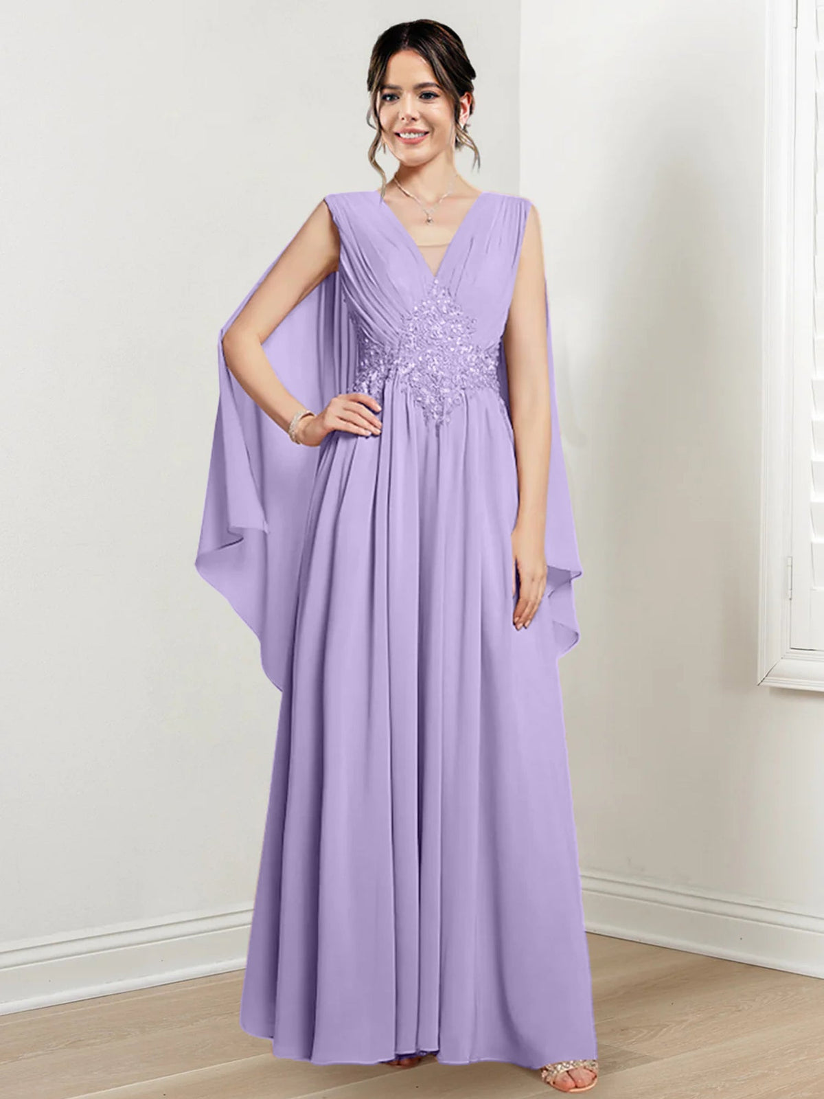 V Neck A Line Long Dress for the Mother of the Bride
