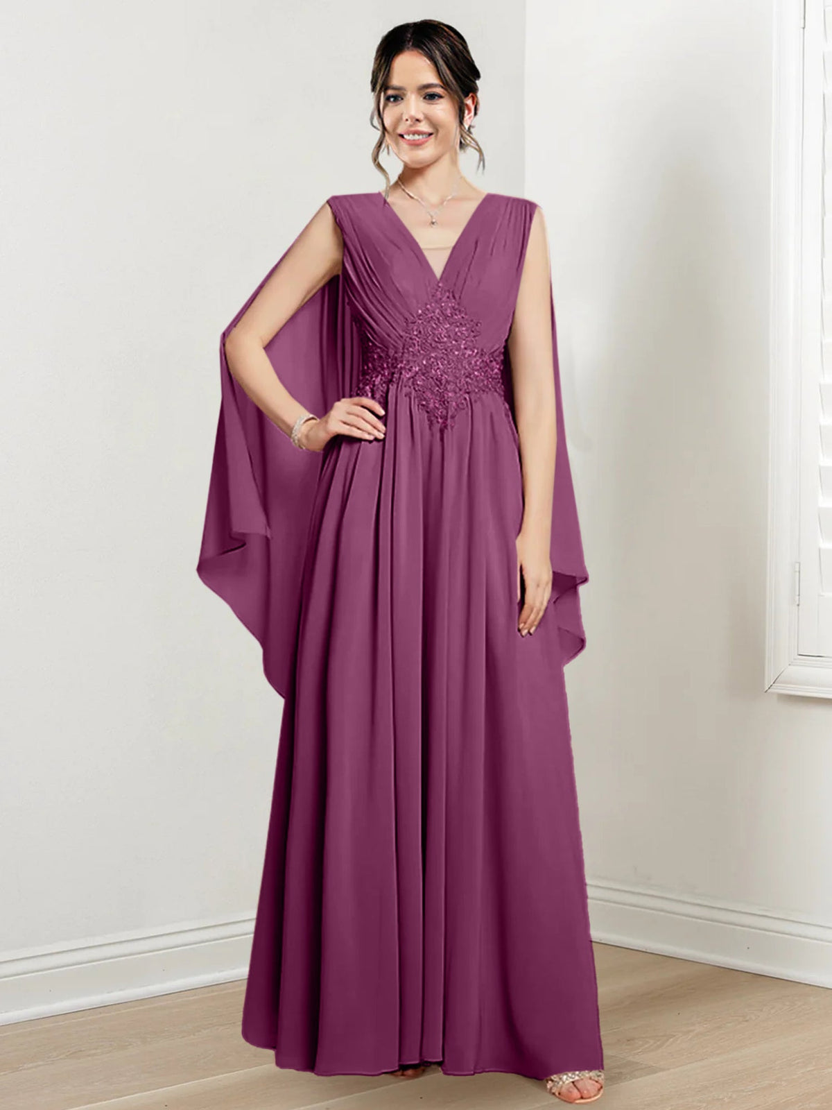 V Neck A Line Long Dress for the Mother of the Bride