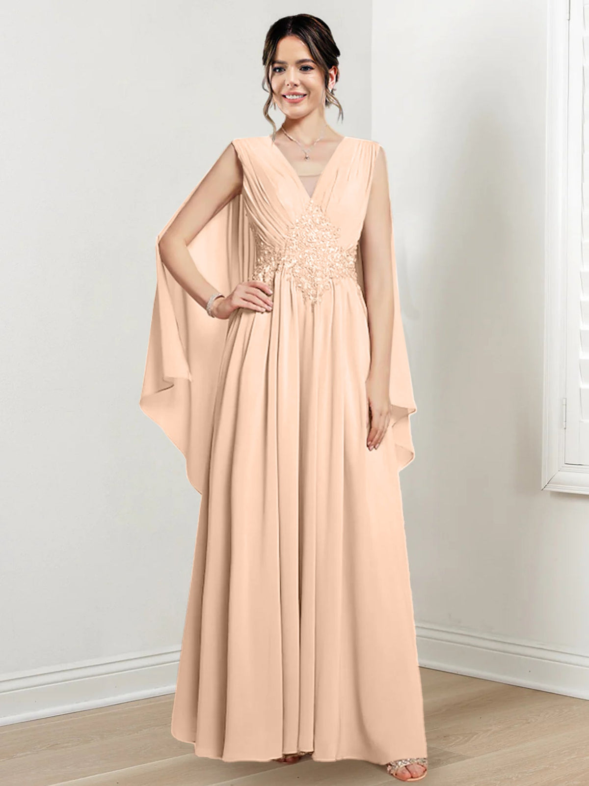 V Neck A Line Long Dress for the Mother of the Bride