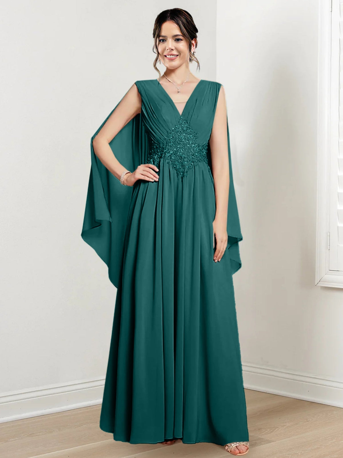 V Neck A Line Long Dress for the Mother of the Bride