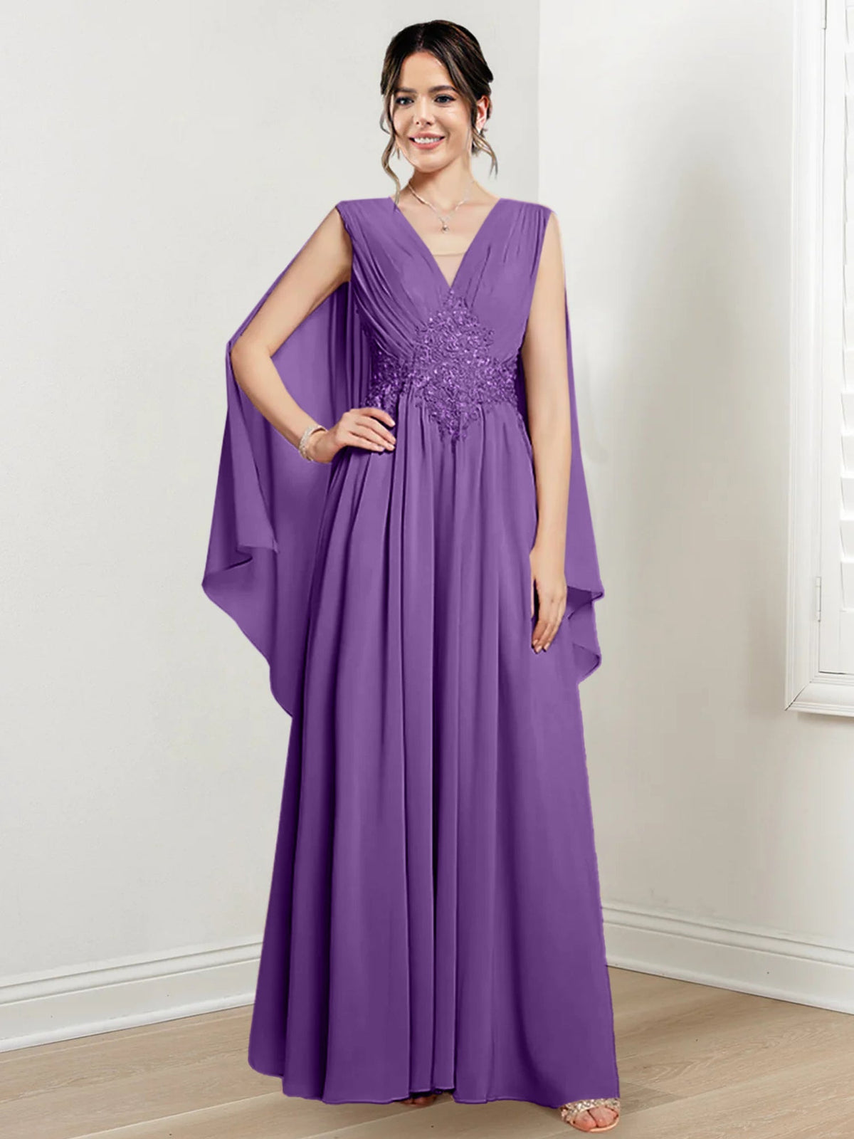 V Neck A Line Long Dress for the Mother of the Bride