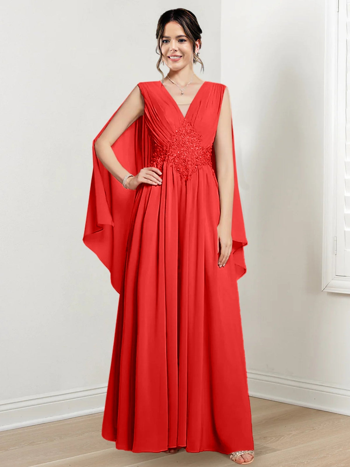 V Neck A Line Long Dress for the Mother of the Bride