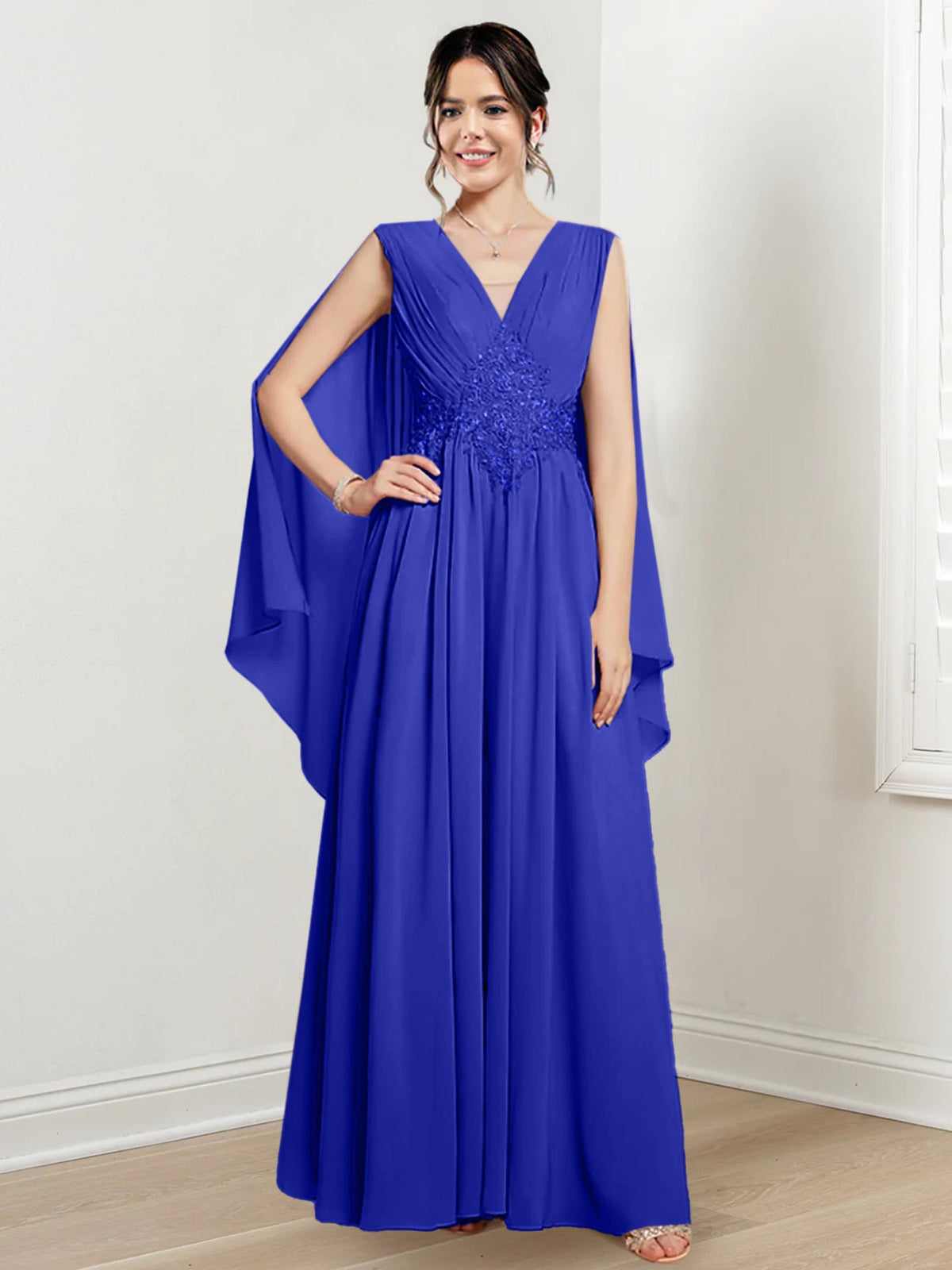 V Neck A Line Long Dress for the Mother of the Bride