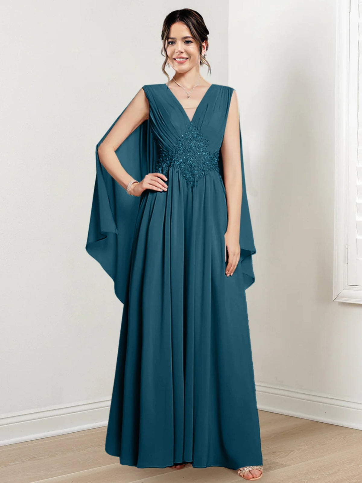 V Neck A Line Long Dress for the Mother of the Bride