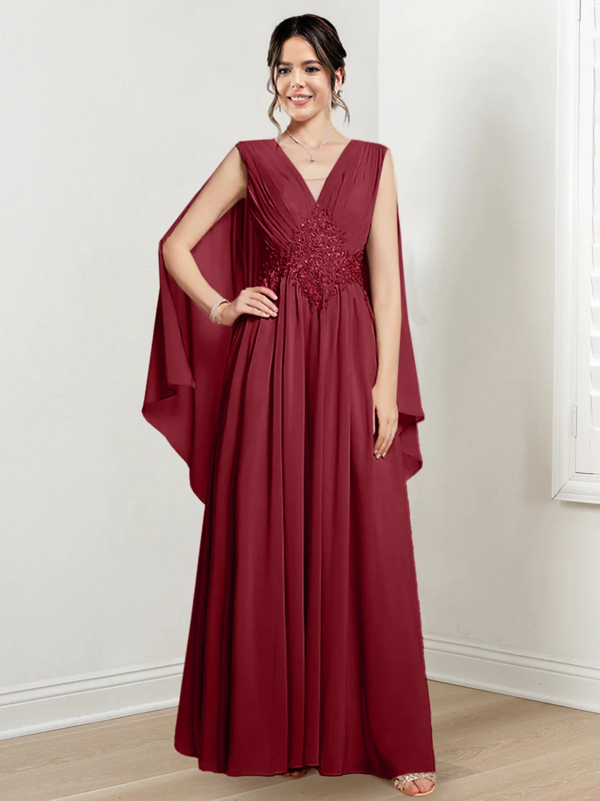 V Neck A Line Long Dress for the Mother of the Bride