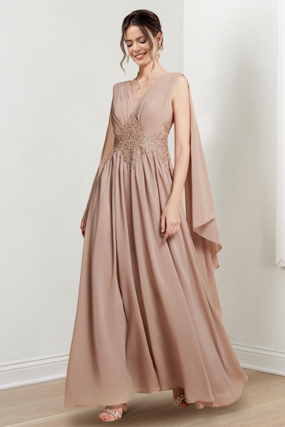 V Neck A Line Long Dress for the Mother of the Bride