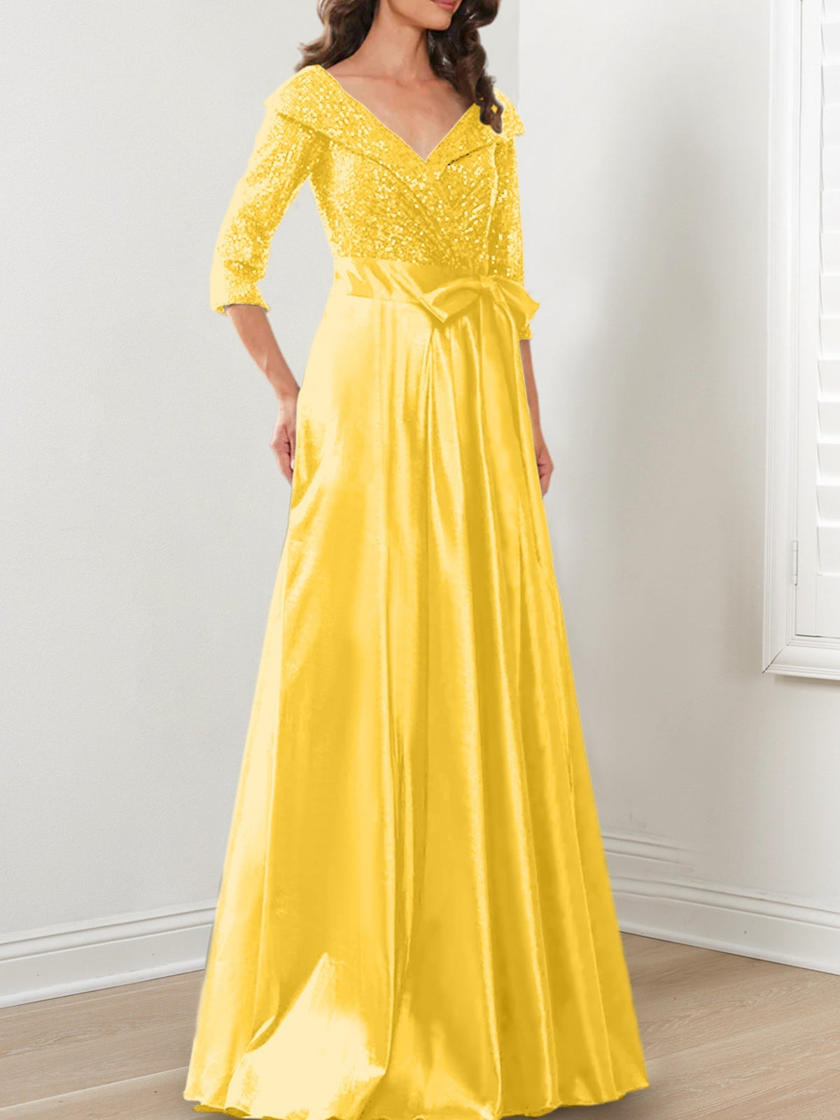 V Neck A Line Gown for the Mother of the Bride