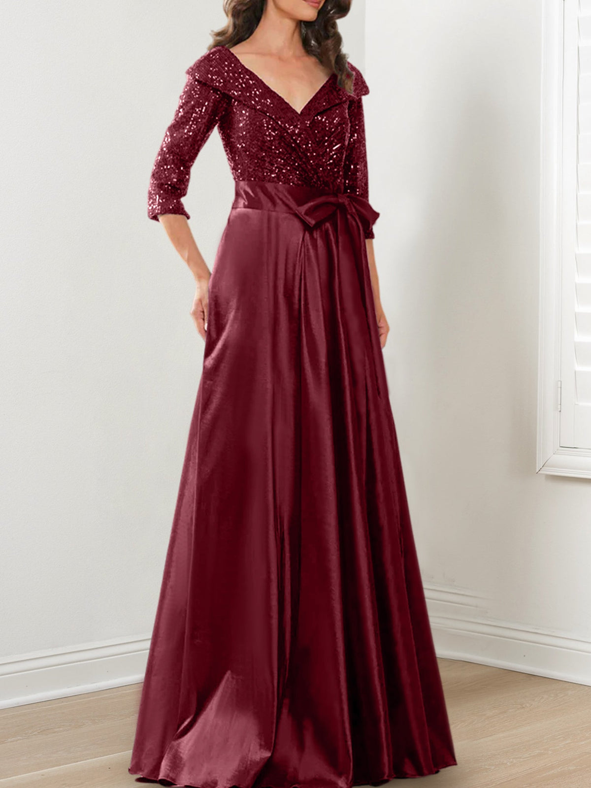 V Neck A Line Gown for the Mother of the Bride