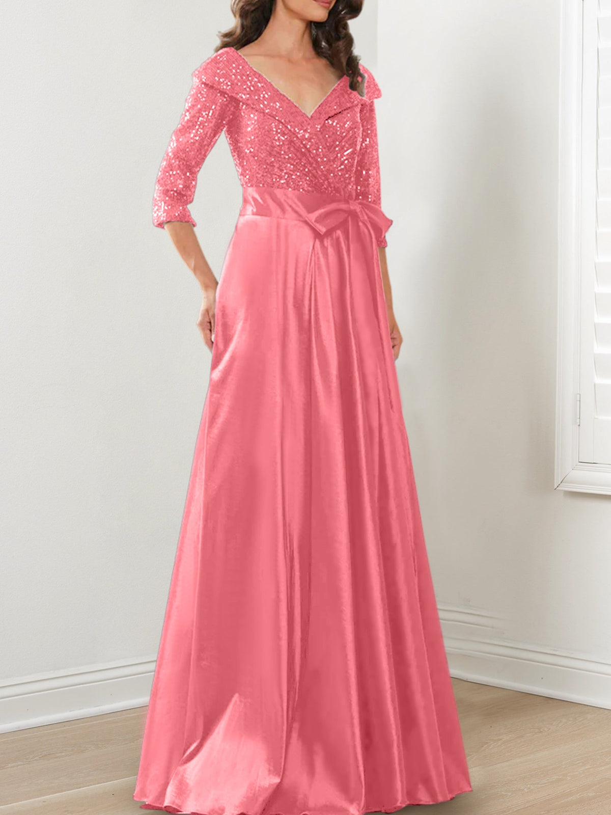 V Neck A Line Gown for the Mother of the Bride