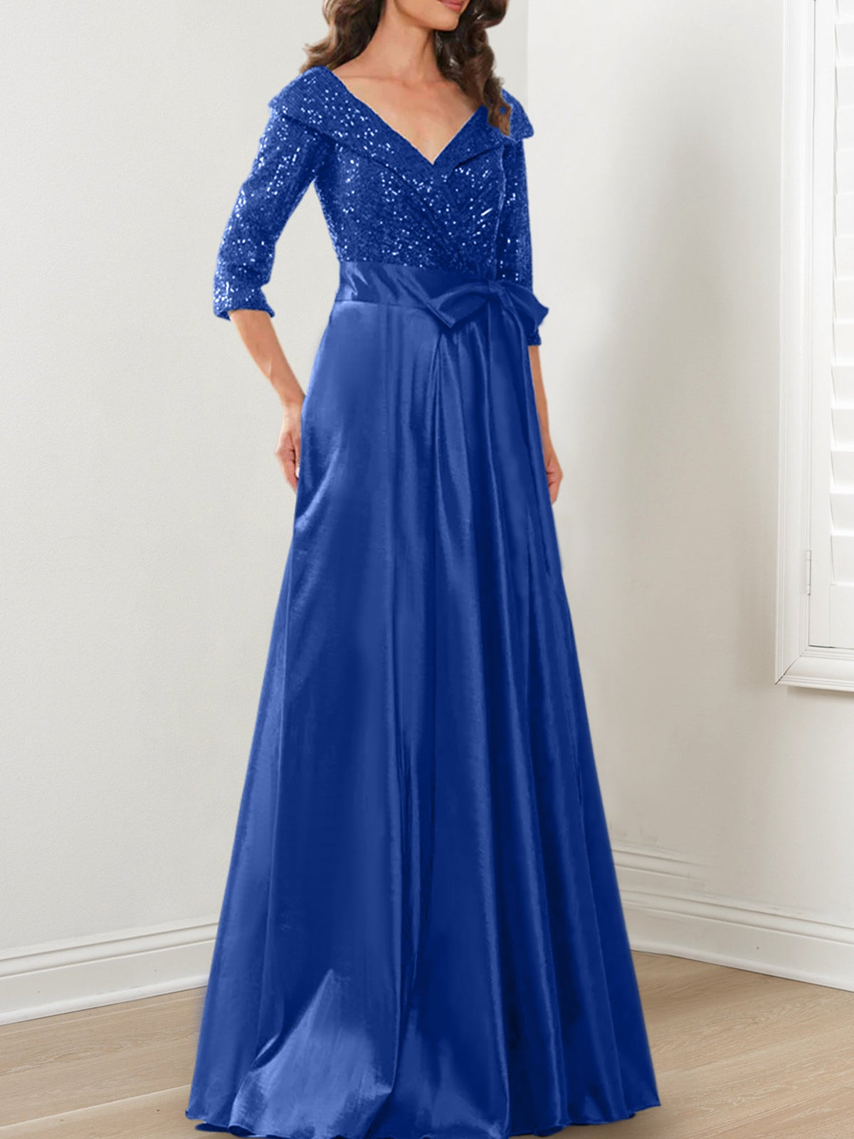 V Neck A Line Gown for the Mother of the Bride