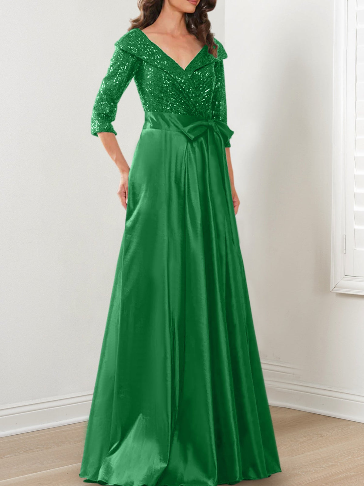 V Neck A Line Gown for the Mother of the Bride