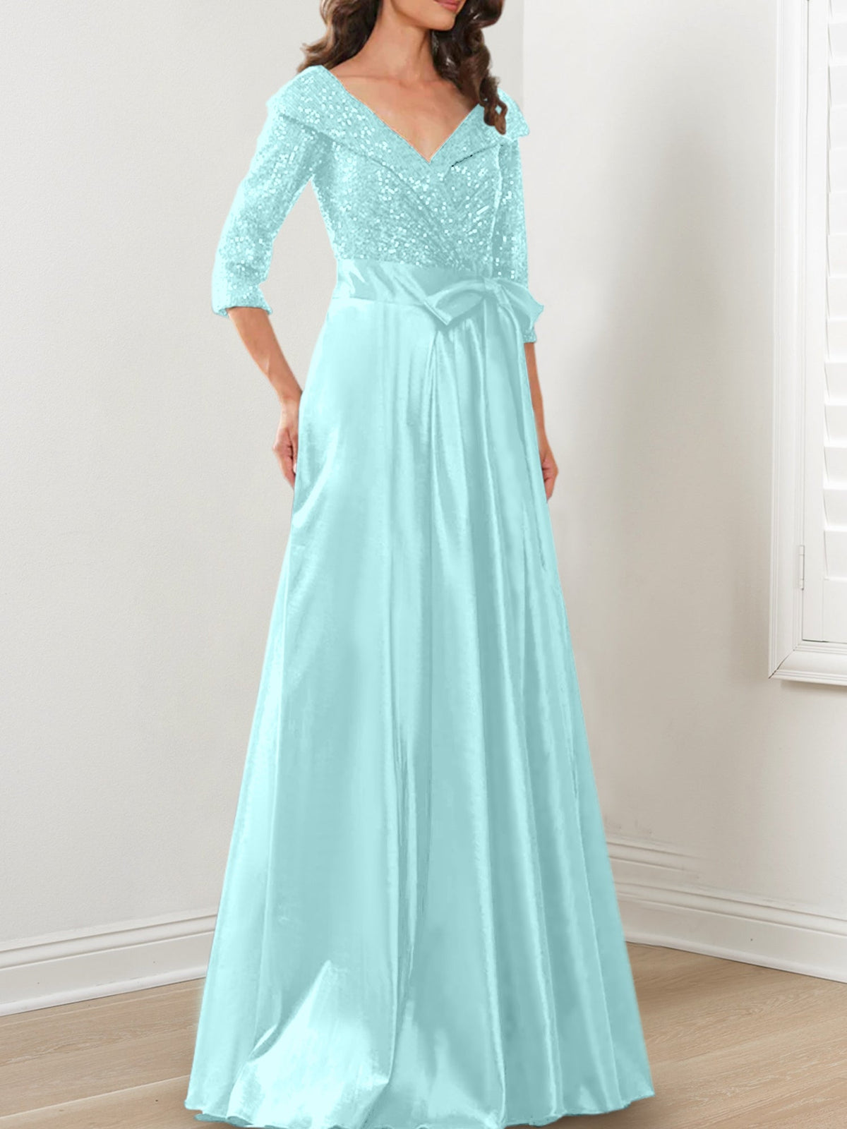 V Neck A Line Gown for the Mother of the Bride