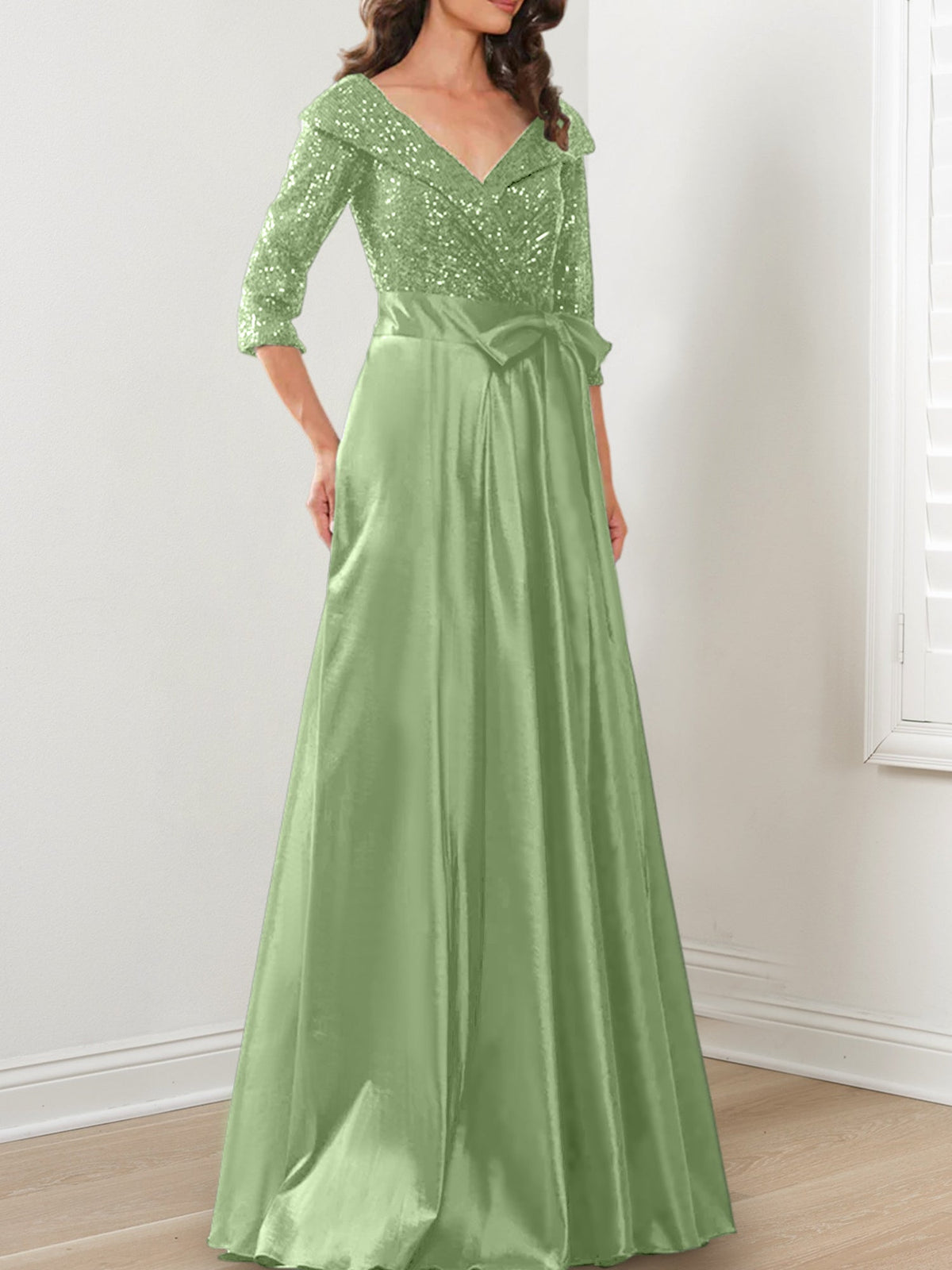 V Neck A Line Gown for the Mother of the Bride