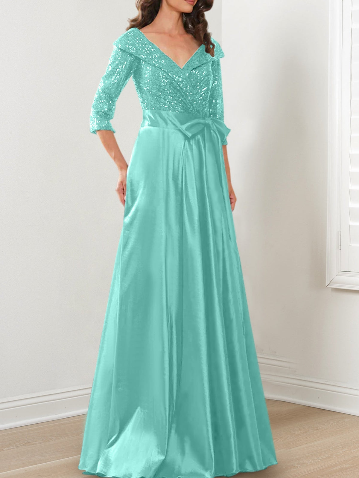 V Neck A Line Gown for the Mother of the Bride