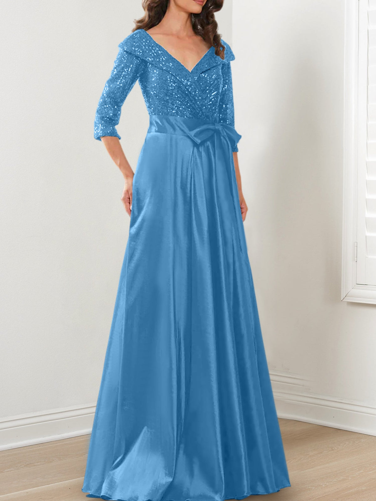 V Neck A Line Gown for the Mother of the Bride