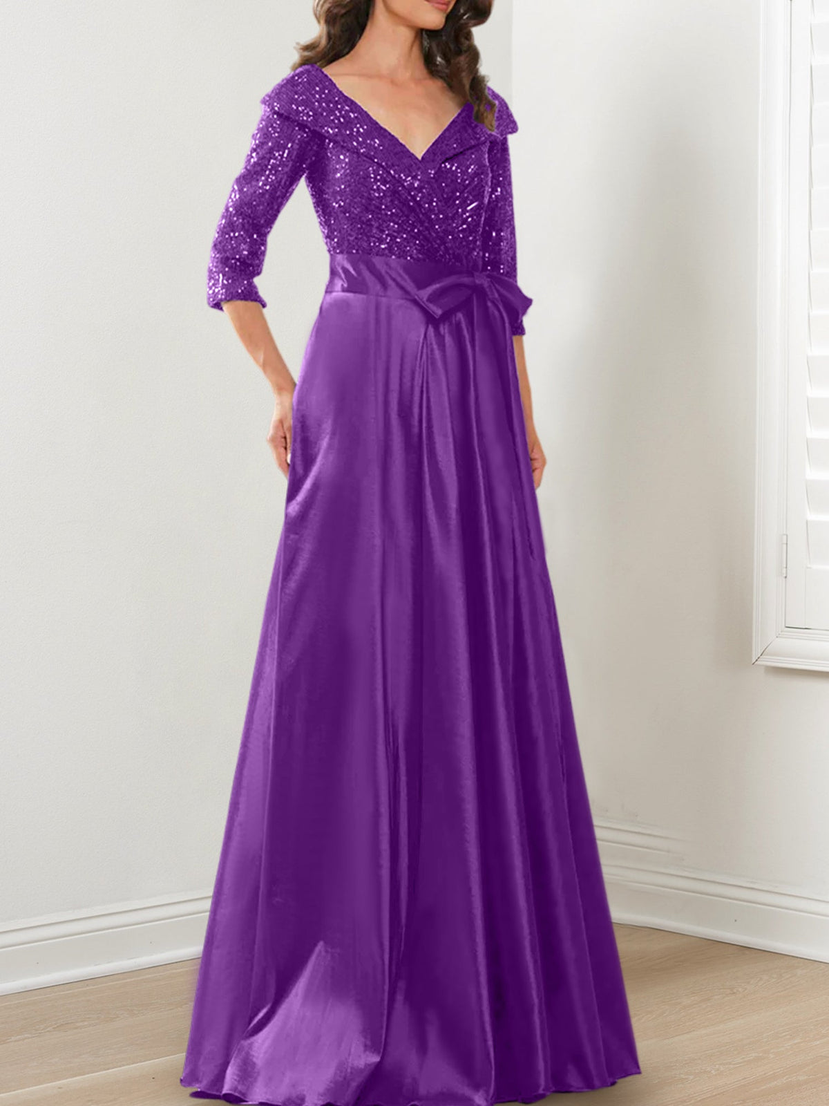 V Neck A Line Gown for the Mother of the Bride