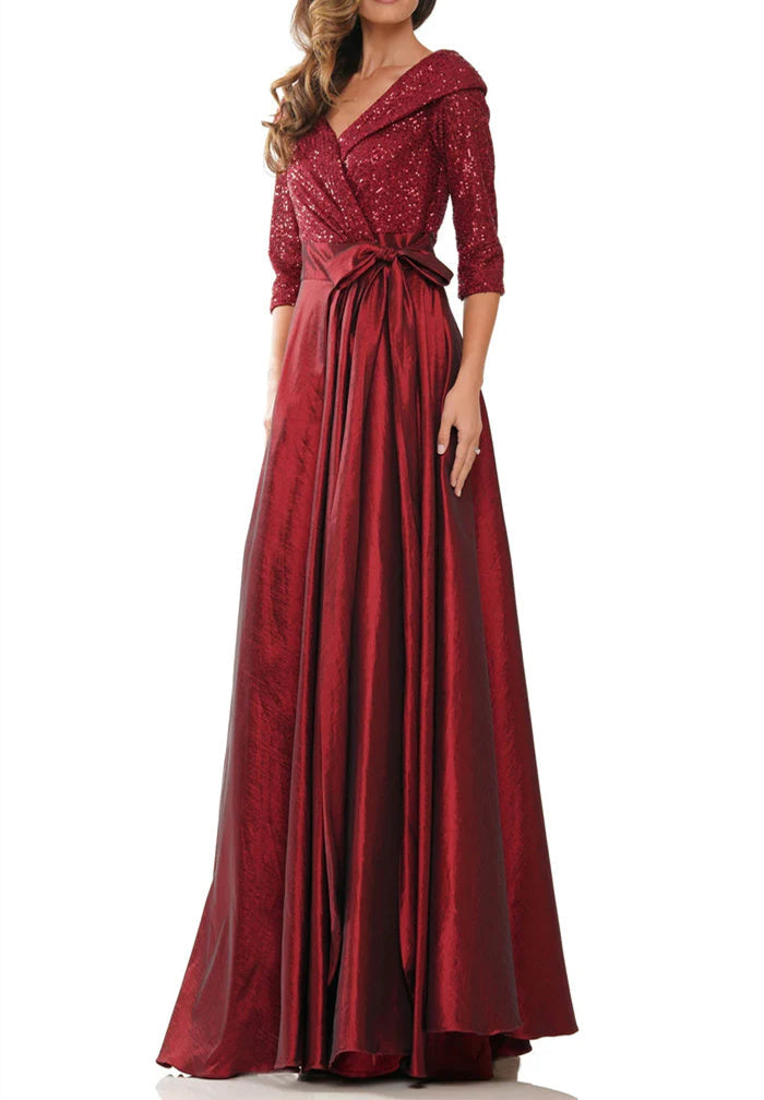 V Neck A Line Gown for the Mother of the Bride