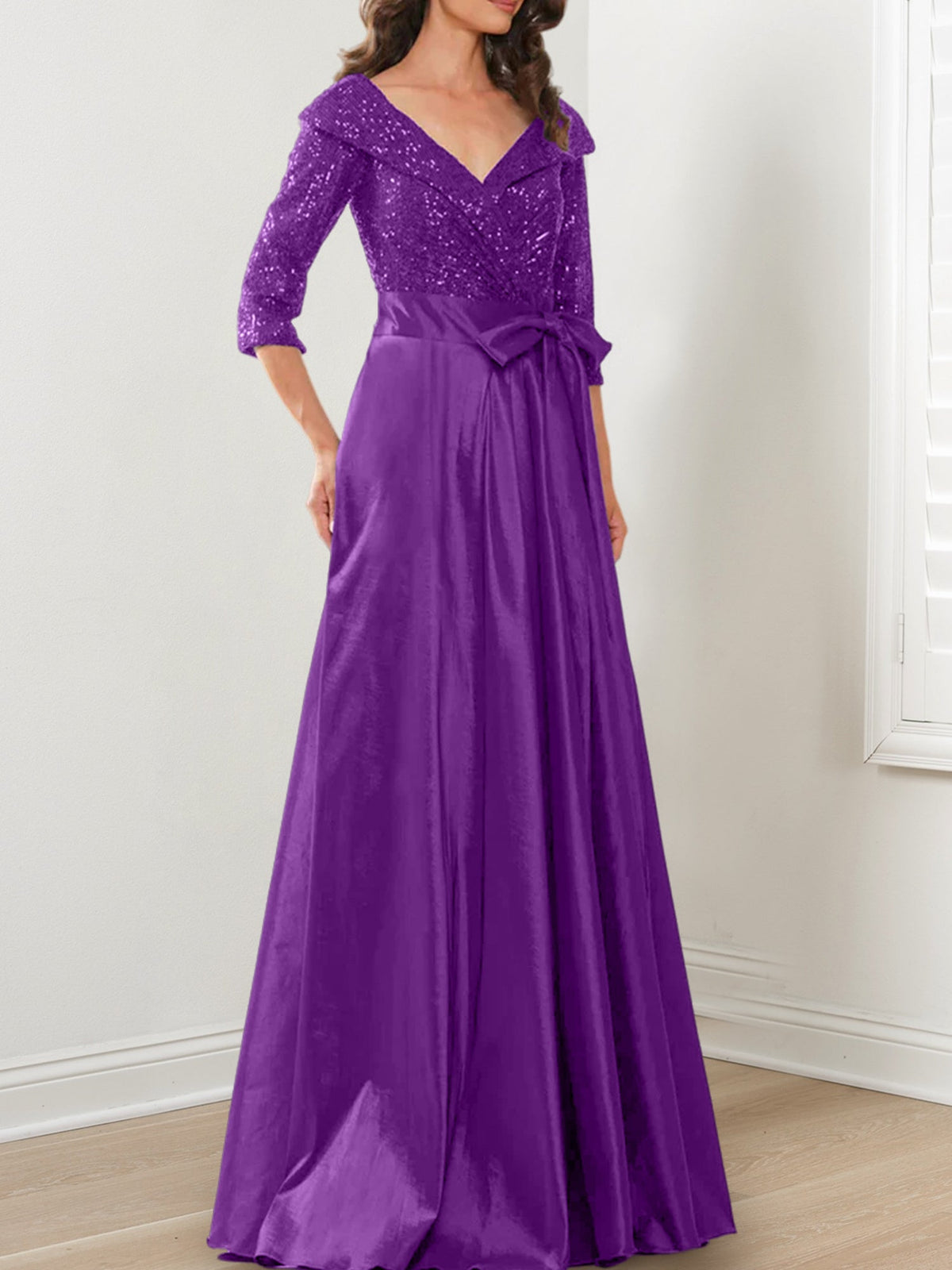 V Neck A Line Gown for the Mother of the Bride