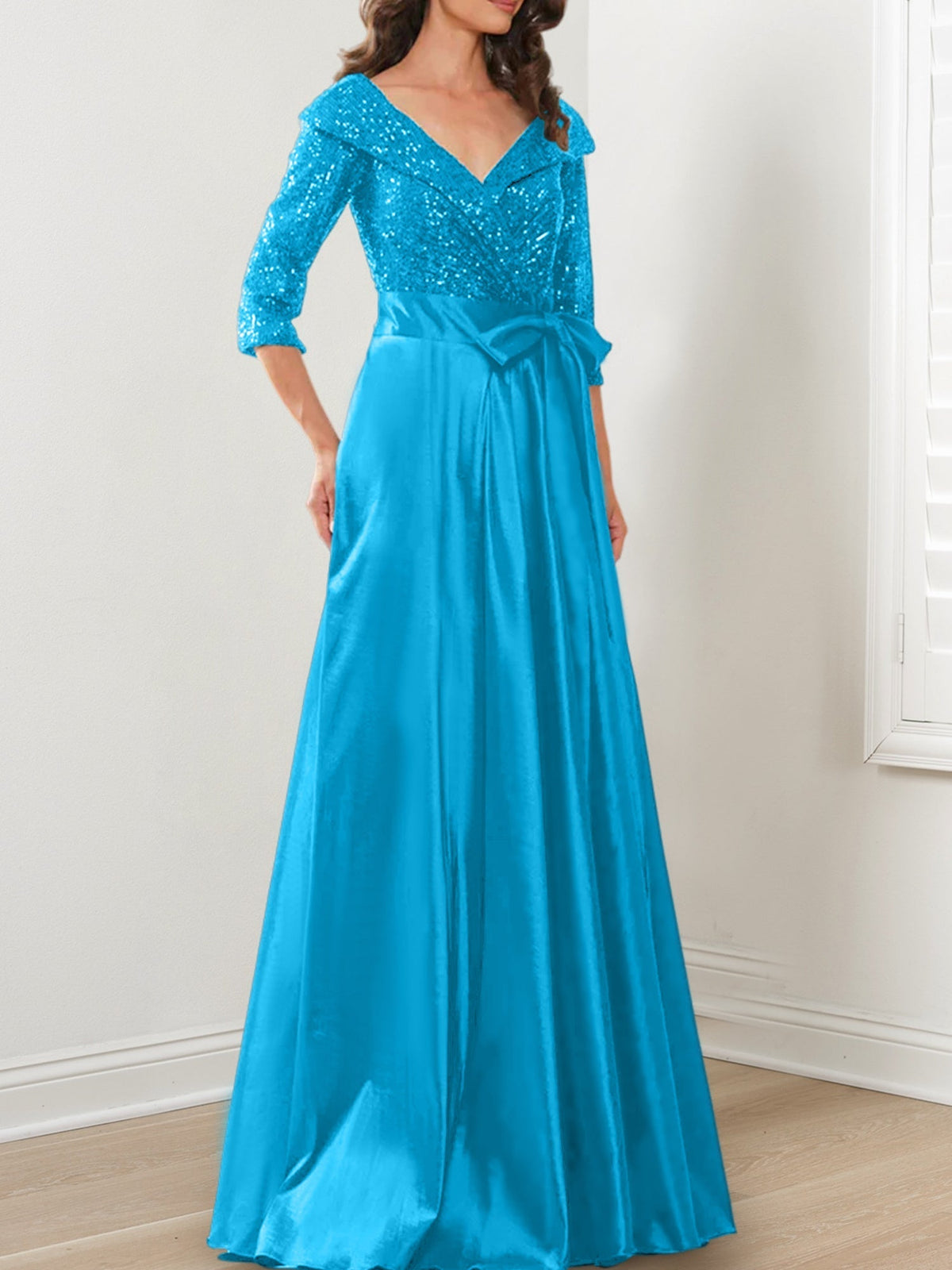 V Neck A Line Gown for the Mother of the Bride
