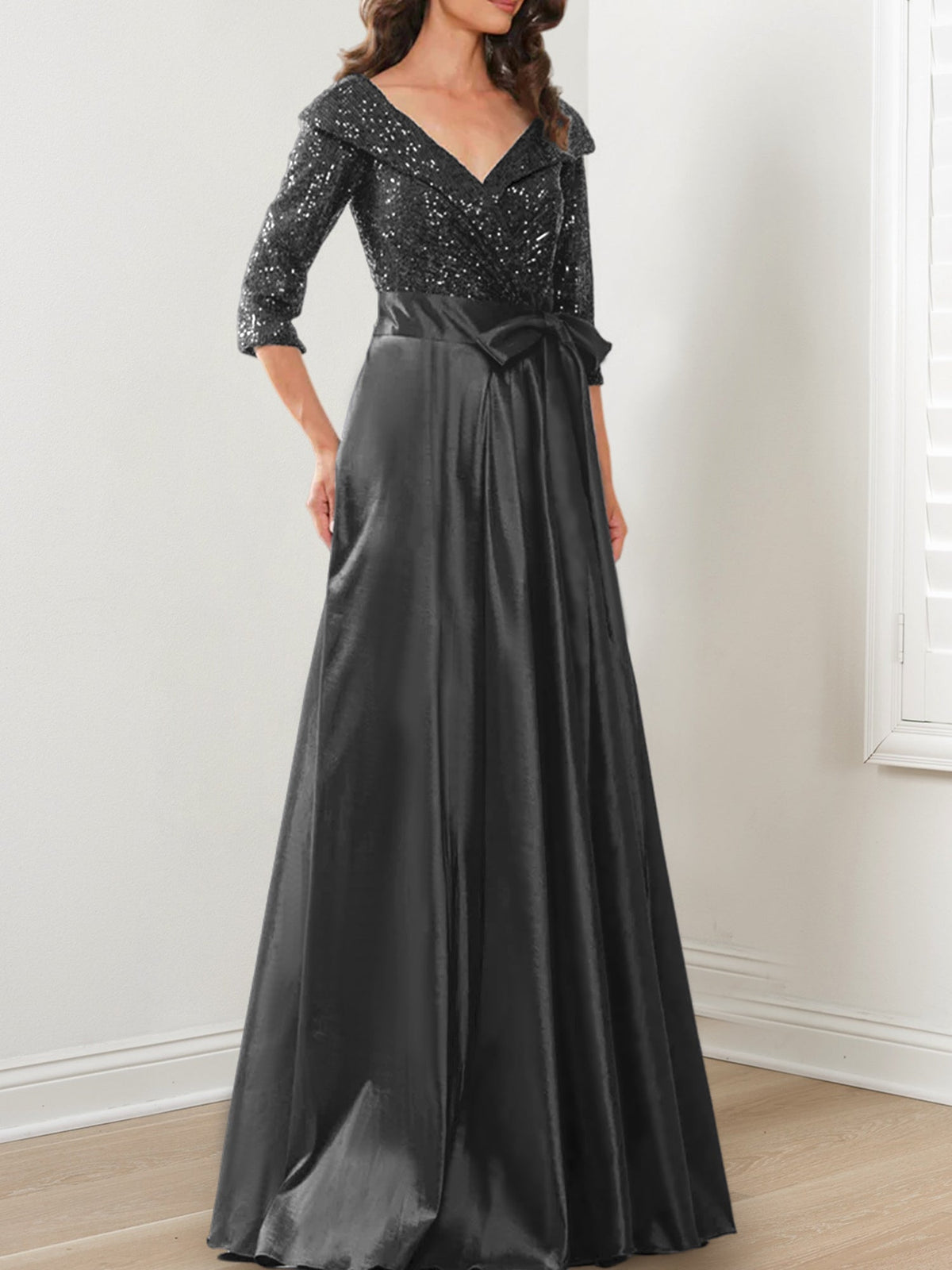 V Neck A Line Gown for the Mother of the Bride