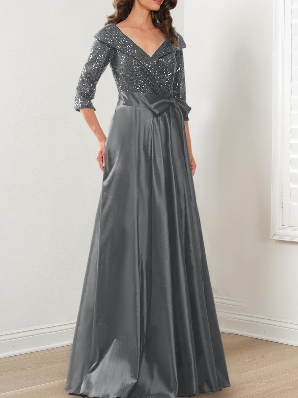 V Neck A Line Gown for the Mother of the Bride