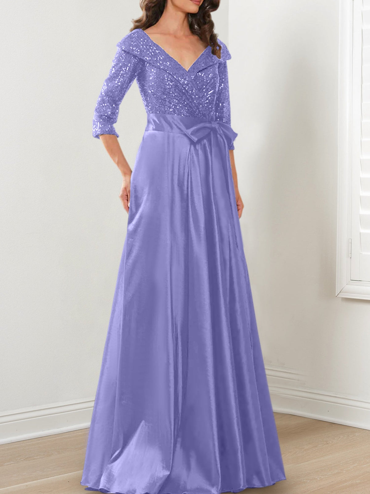 V Neck A Line Gown for the Mother of the Bride