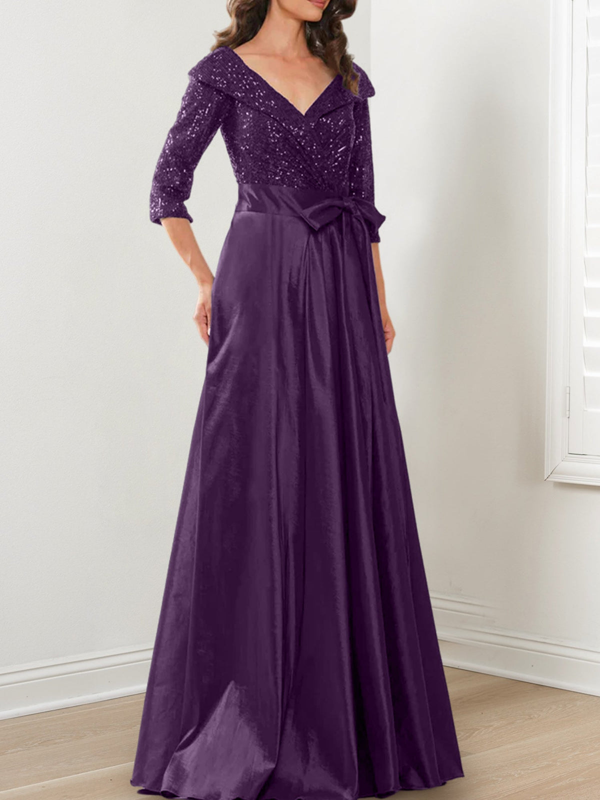 V Neck A Line Gown for the Mother of the Bride