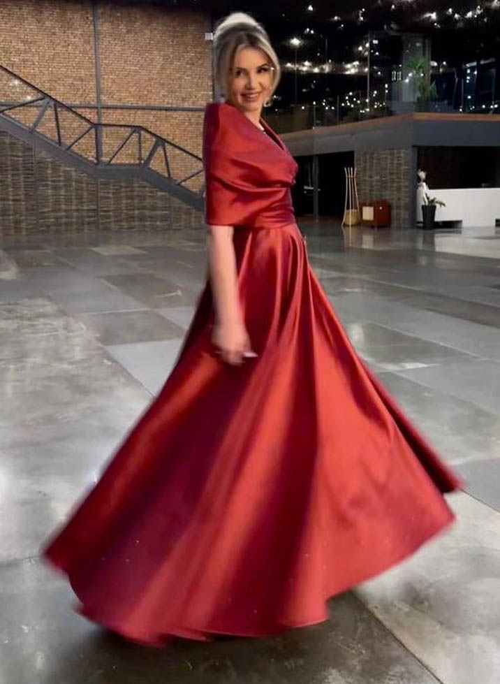 V Neck A Line Gown for the Mother of the Bride