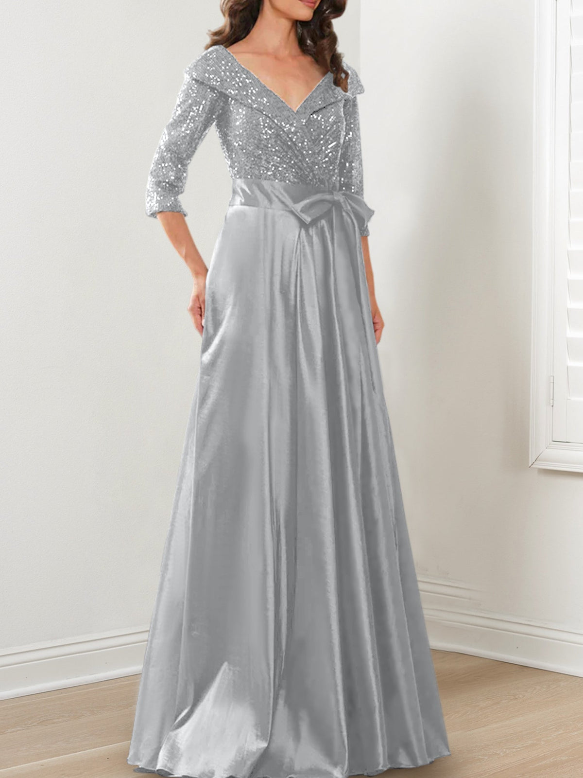 V Neck A Line Gown for the Mother of the Bride