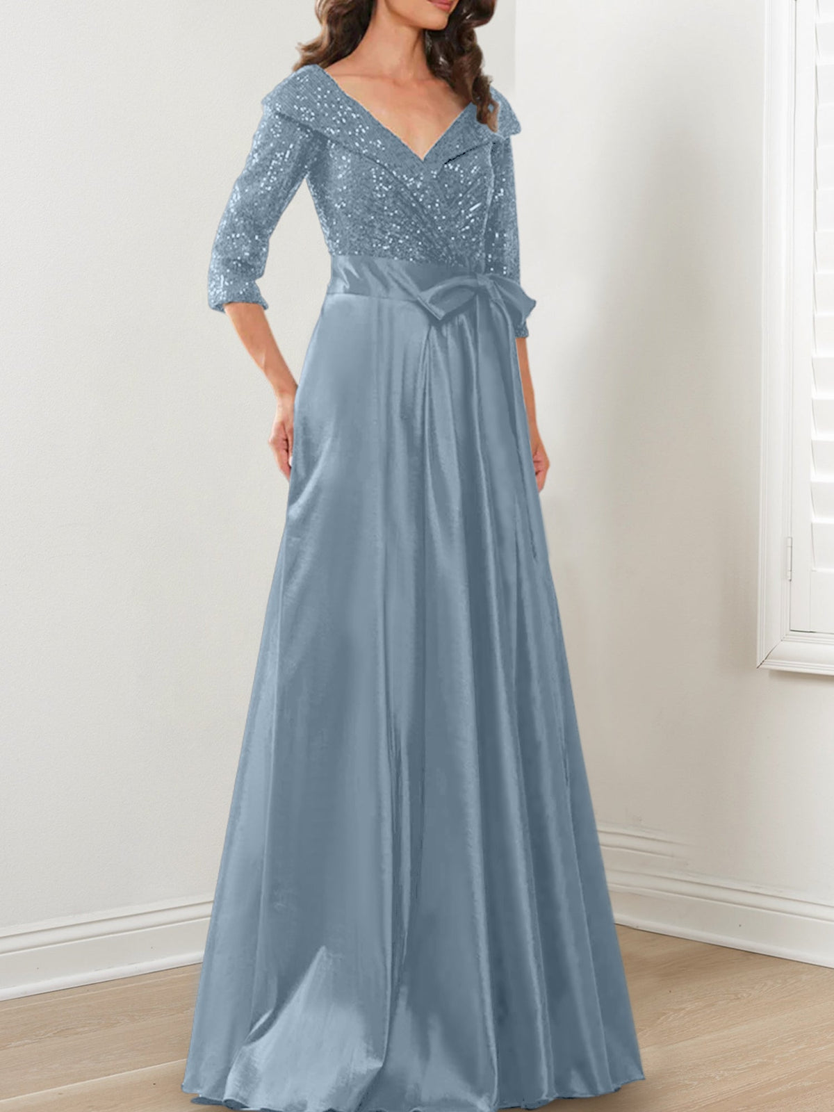 V Neck A Line Gown for the Mother of the Bride