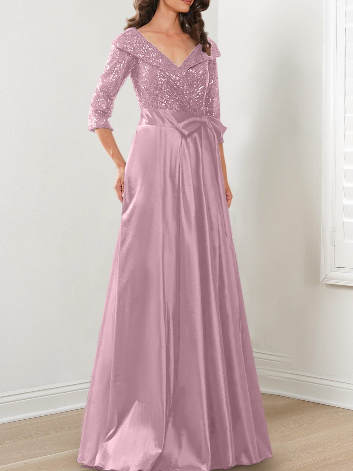 V Neck A Line Gown for the Mother of the Bride