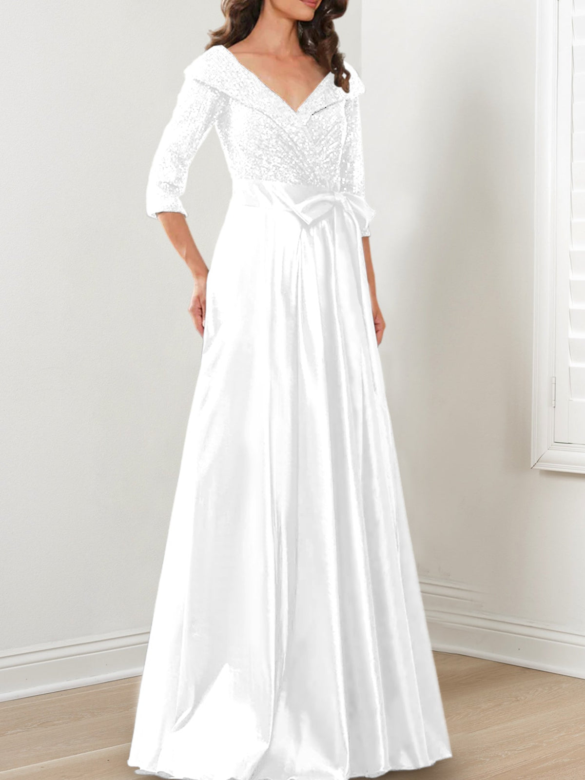V Neck A Line Gown for the Mother of the Bride