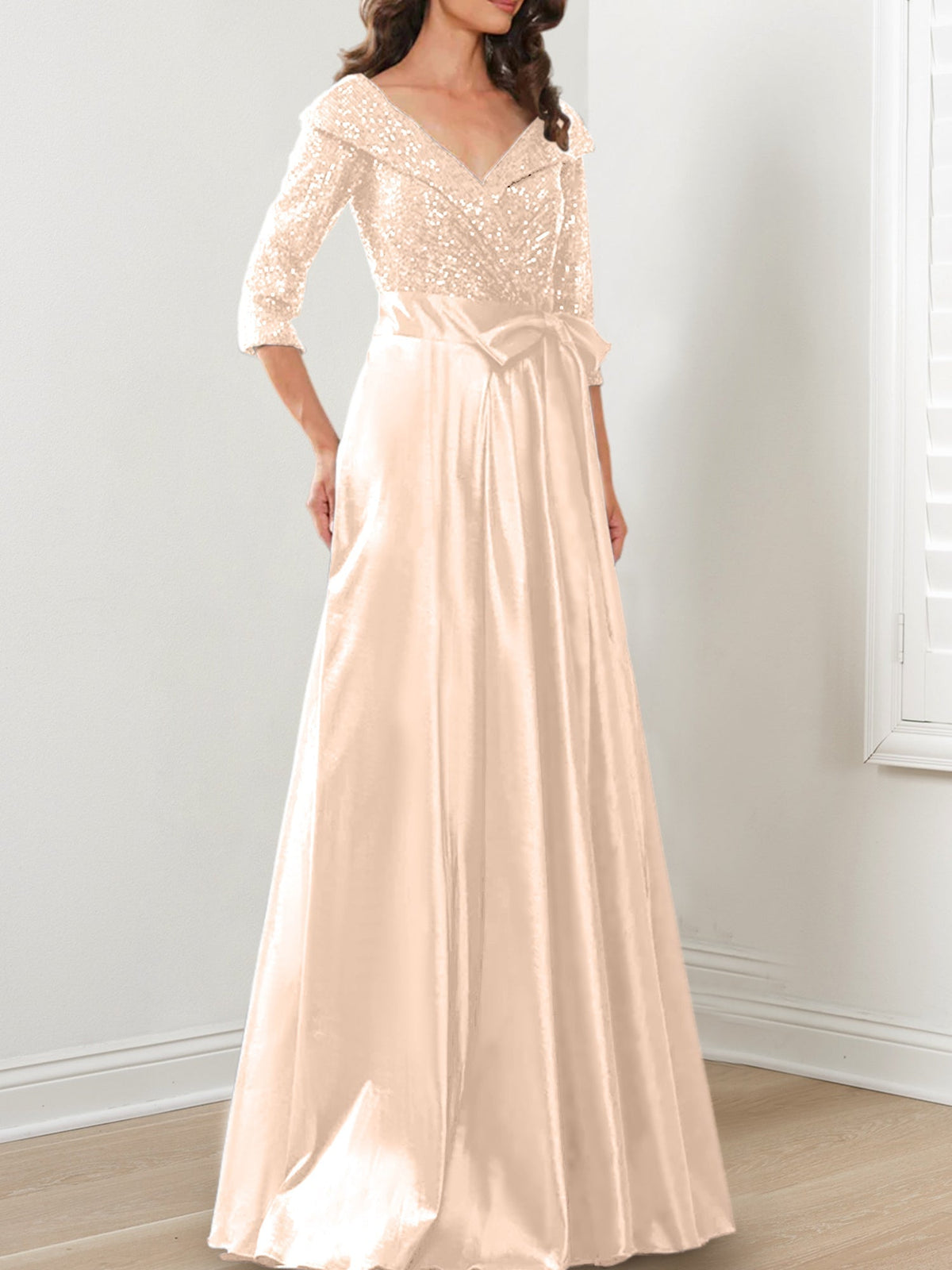 V Neck A Line Gown for the Mother of the Bride