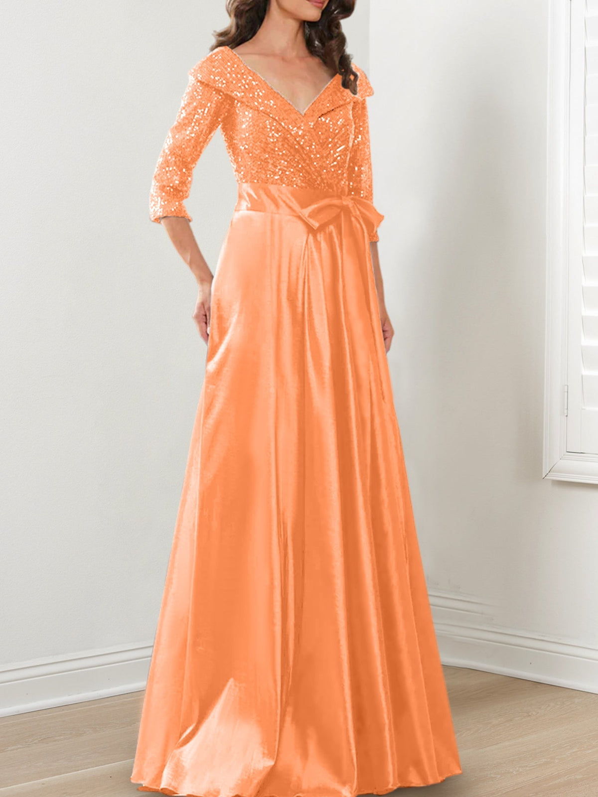 V Neck A Line Gown for the Mother of the Bride