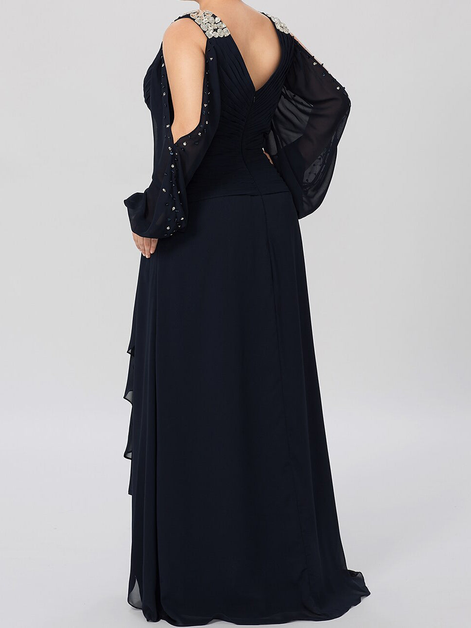 V Neck A Line Gown for the Mother of the Bride Embellished with Rhinestones
