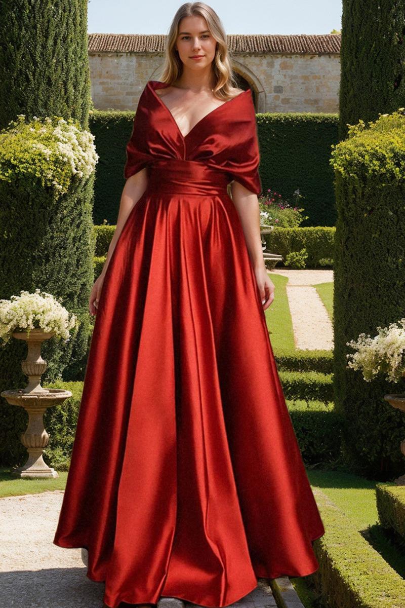 V Neck A Line Gown for the Mother of the Bride