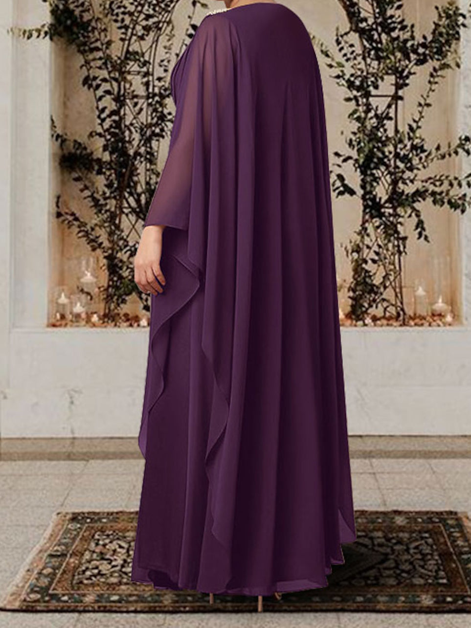 V Neck A Line Mother of the Bride Dress with Rhinestones