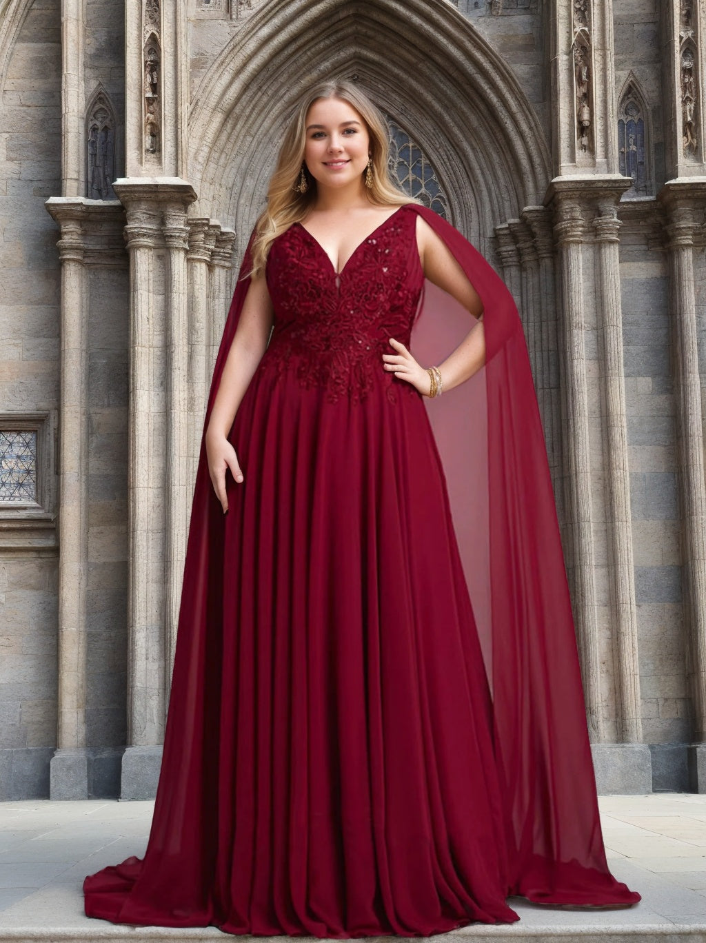 V Neck A Line Mother of the Bride Dress Featuring Applique
