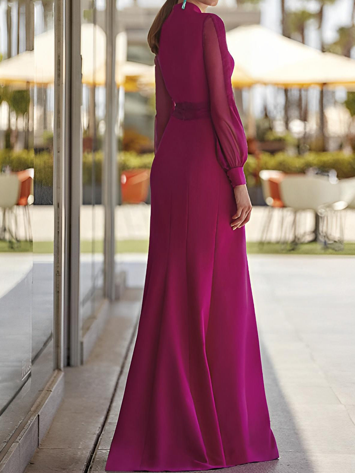 V Neck Belted Sheath Column Dress for the Mother of the Bride