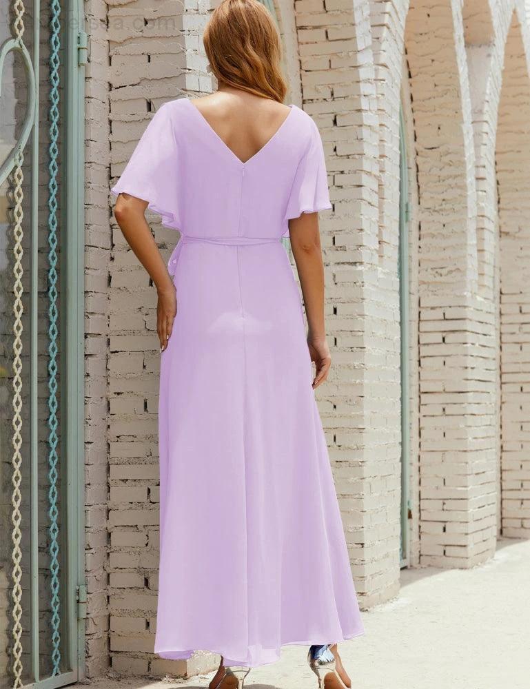 ZapDress V-Neck Bridesmaid Dress Long Formal Dresses with Belt for 28022 (ZD17051)