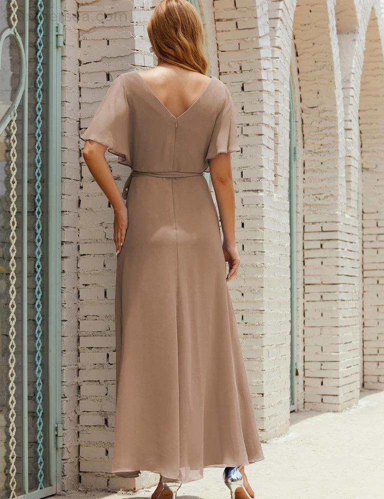 ZapDress V-Neck Bridesmaid Dress Long Formal Dresses with Belt for 28022 (ZD17051)