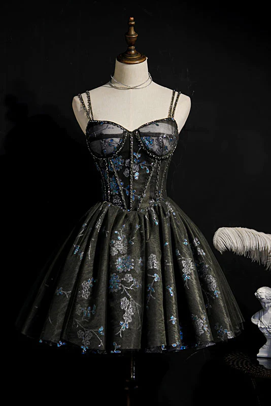 Gorgeous Sparkly Spaghetti Straps Short Homecoming Dress, Short Prom Gown - View 4 | VelvetHem