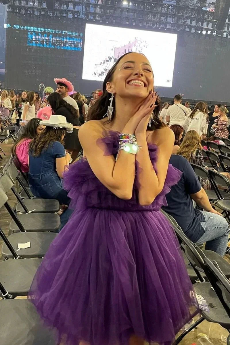 Dark Purple A-line Tulle Homecoming Dress Y2605 by simplepromdress