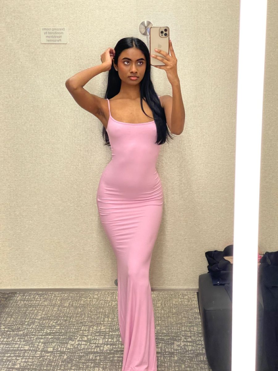 Light Skims Pink Bodycon Dress,Sexy Light Pink Evening Dress,Light Pink Maxi Dress Y4094 - VelvetHem