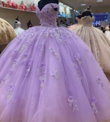 Light Purple Princess Dress Off The Shoulder Ball Gwon Sweet 16 Dress cc45 - View 5 | VelvetHem