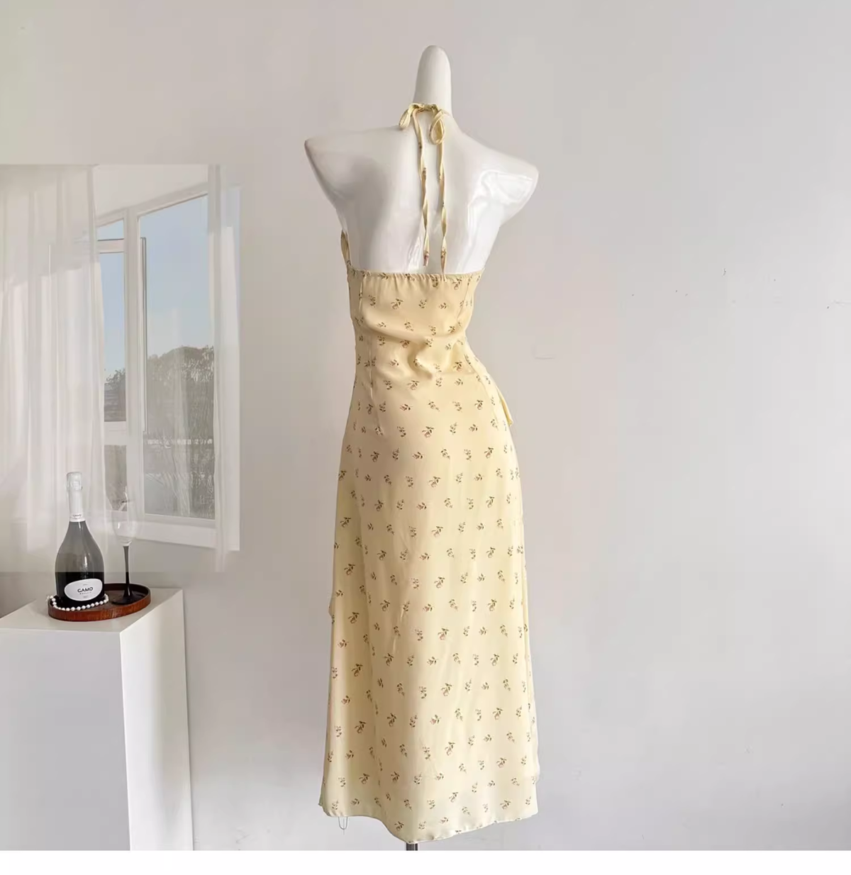 Sweet Slit Irregular Yellow Floral Vacation Dress Two-Piece - View 2 | VelvetHem