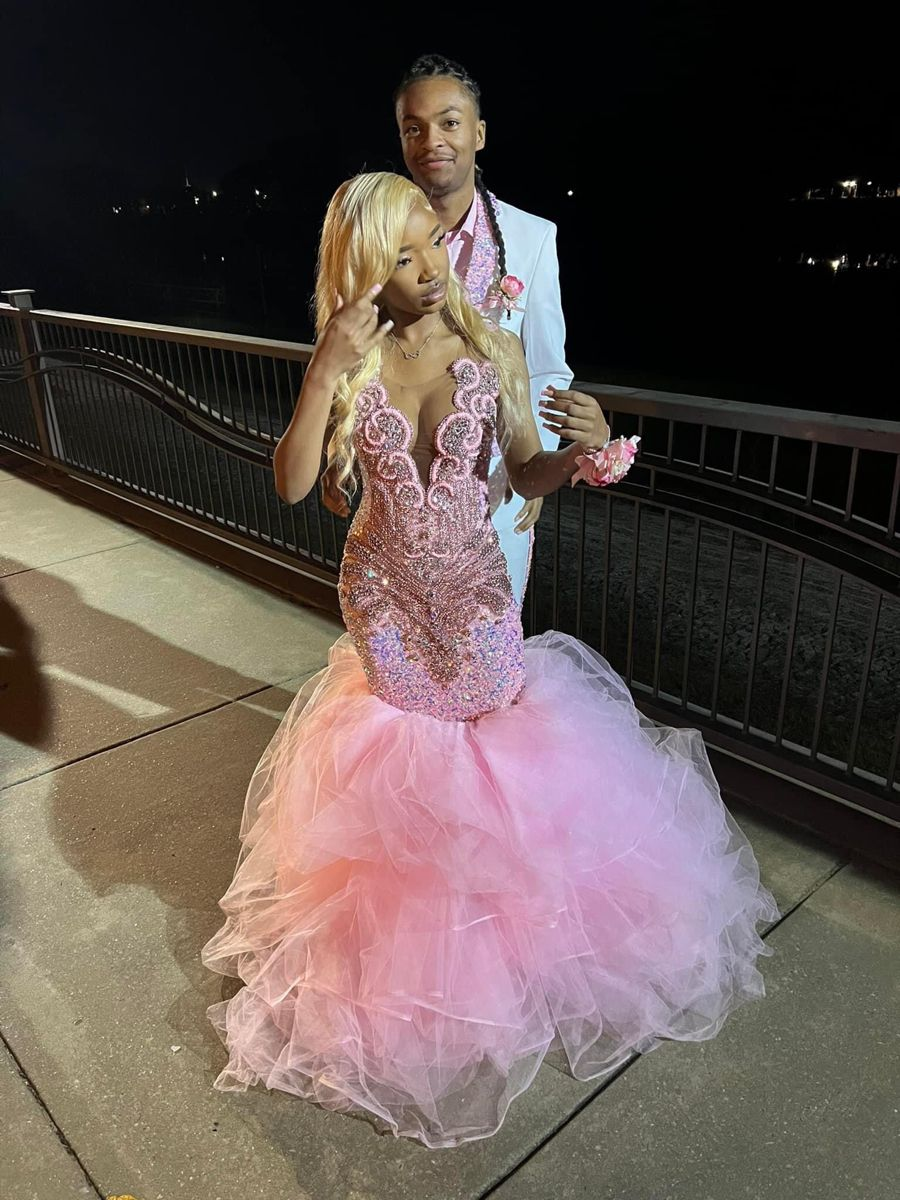 Pink Mermaid Long Evening Dress,Pink Sparkly Evening Gown Y2309 - VelvetHem