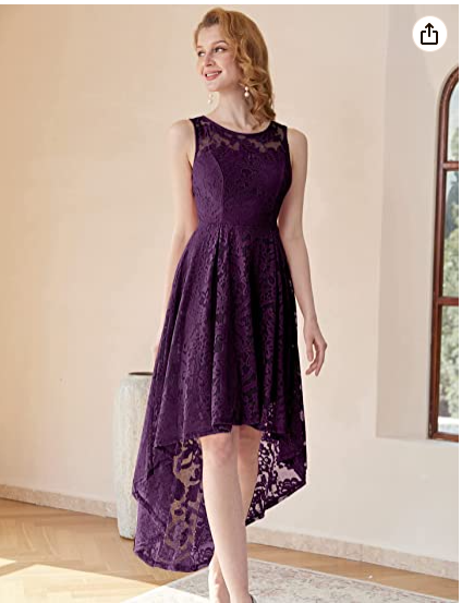 Women's Vintage Floral Lace Sleeveless Hi-Lo Cocktail Formal Swing Dress Party Dress - VelvetHem