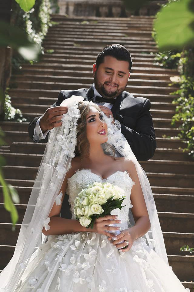 Vintage Sweetheart Tulle Ball Gown Wedding Dress with Flowers Lace Custom Made Bridal Gowns